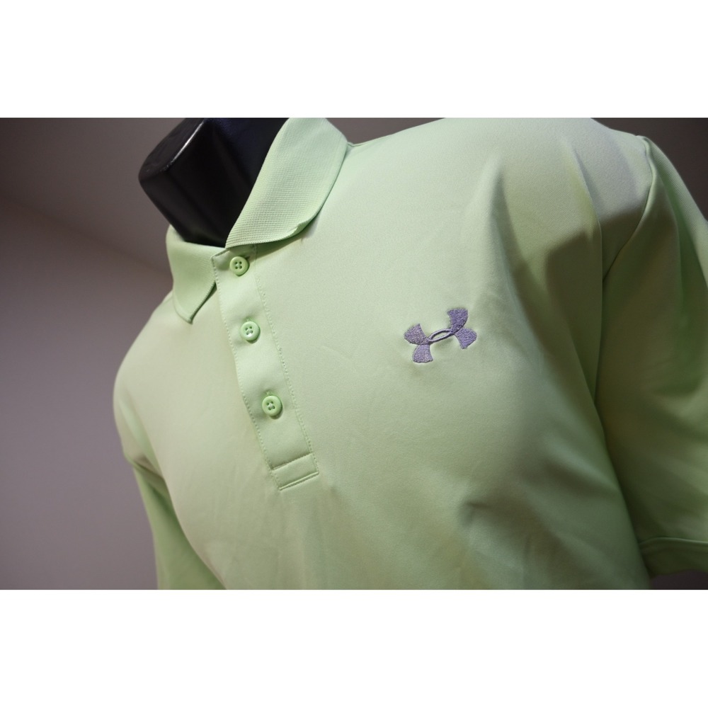 Under Armour Golf Polo Shirt Mens Large Light Green Short Sleeve Athletic